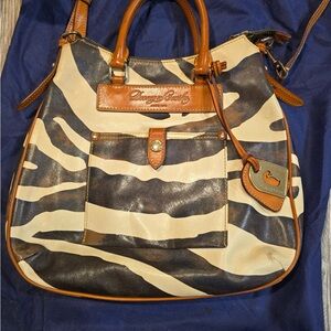 Dooney & Bourke Zebra Print Shoulder Bag in Black and Cream
